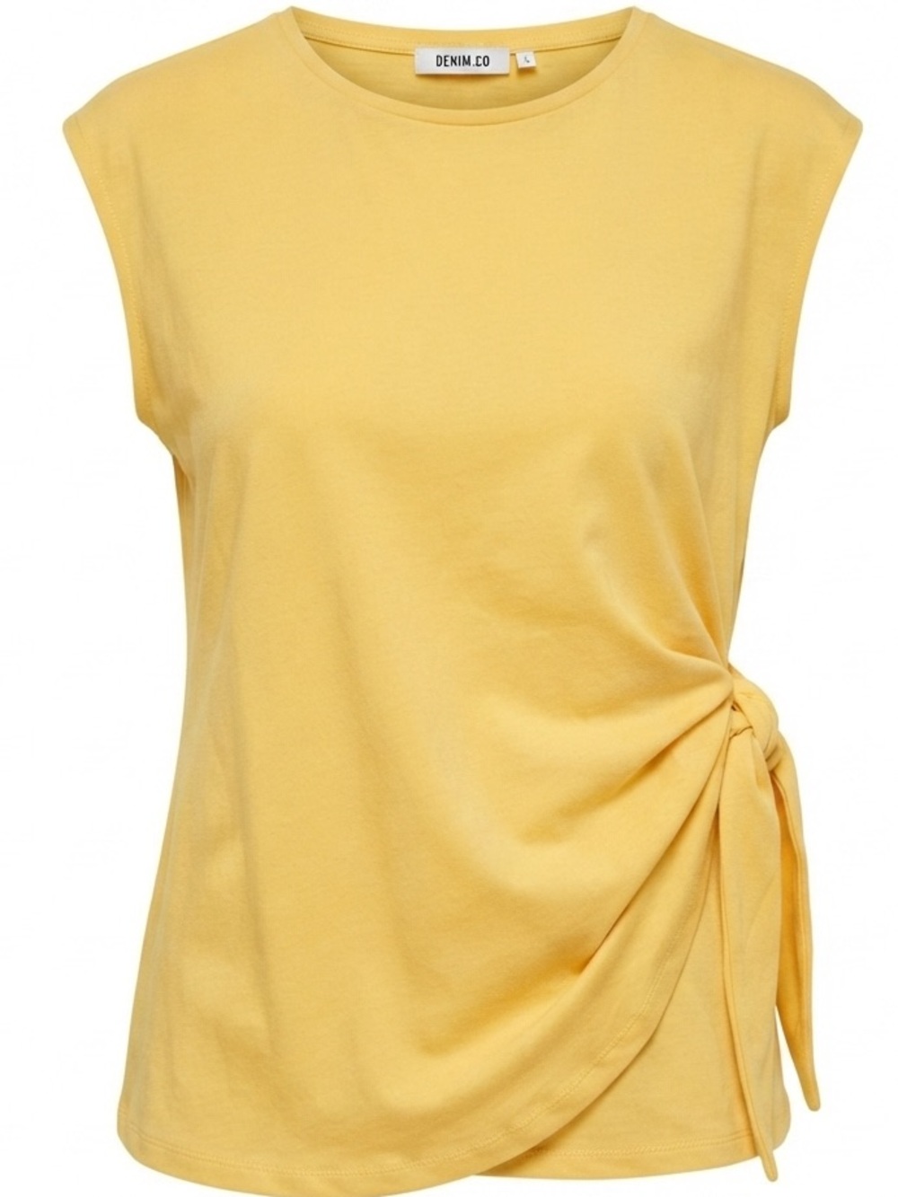Yellow Side-Tie Women's  Crew neckline Top Size L